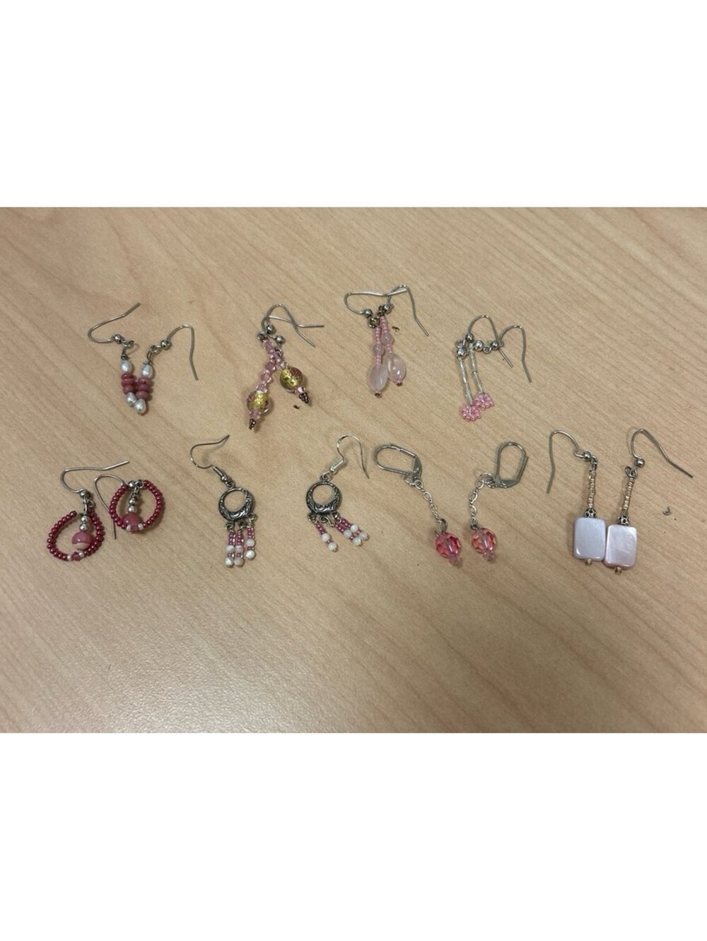 Big Lot of Handmade PINK themed Dangle Drop Earrings